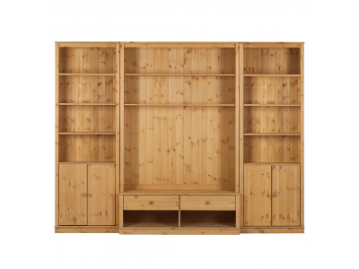 Kit com 3 estantes com portas nas laterais em Madeira Maciça – Acabamento em cera natural com o toque acetinado | Coleção Biblioteca
